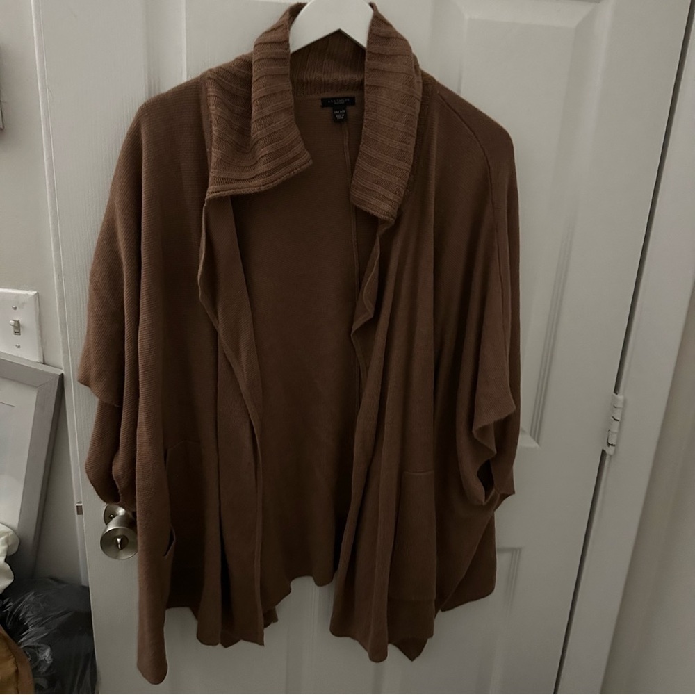 Brown Knit Short Sleeve Cardigan